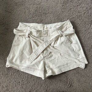 Elegant High Waist Cream Shorts